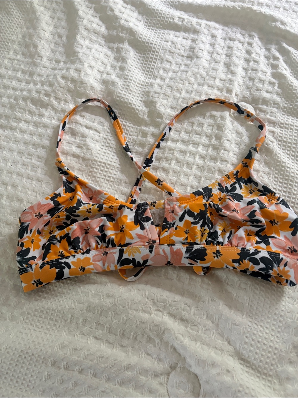 Floral Yellow & Pink Strappy Bralette